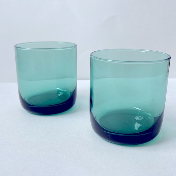 Pair of Vintage Libbey Old Fashioned Green Glasses - Picture 2 of 4